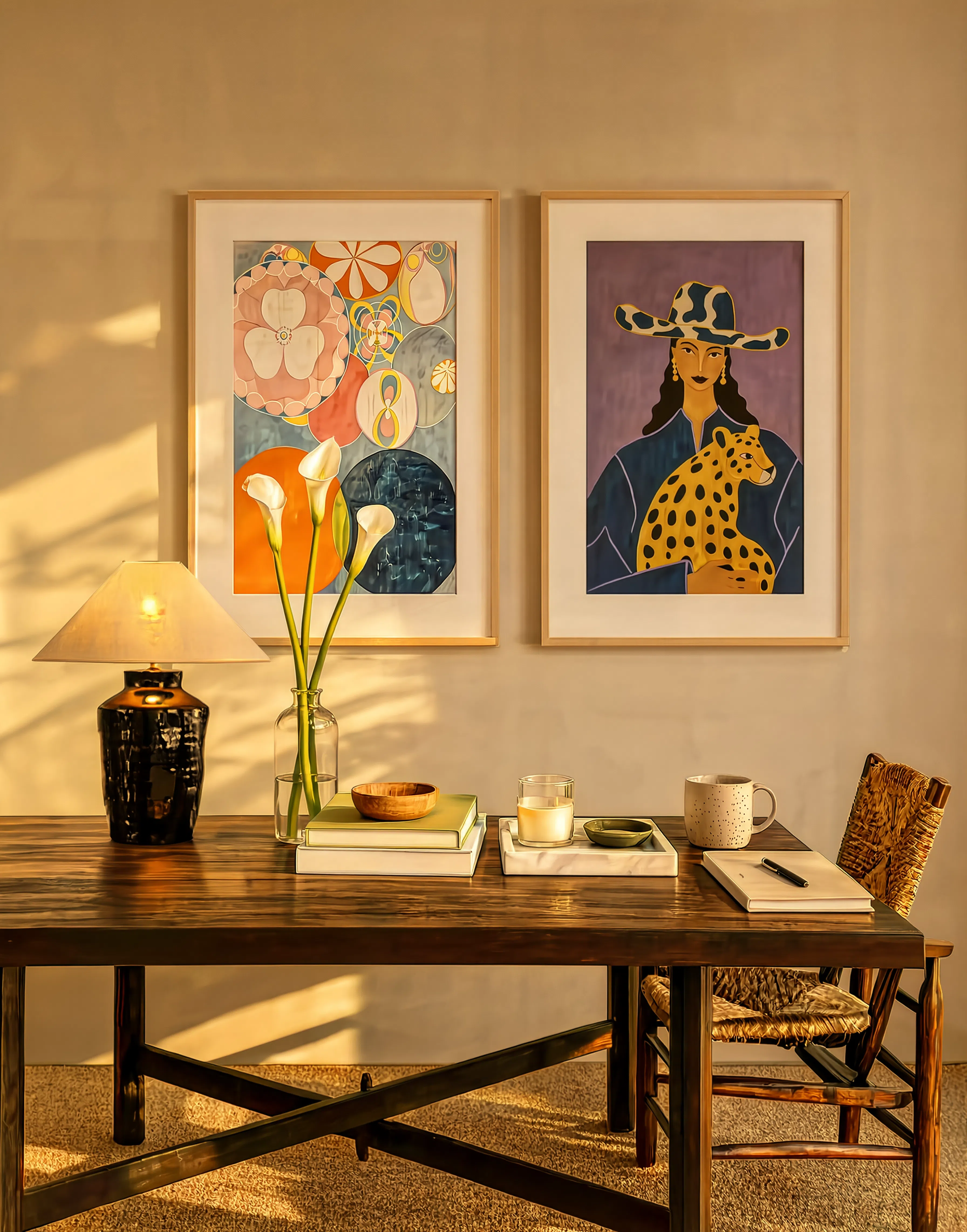Set of 2 Black Woman Folklore Cowgirl & Hilma af Klint Prints | Contemporary Wall Art Set