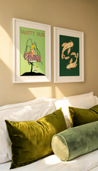 Set of 2 Japanese & Vintage Editorial Art Prints – Green Koi Fish & Vanity Fair “No Trespassing” Gallery Set