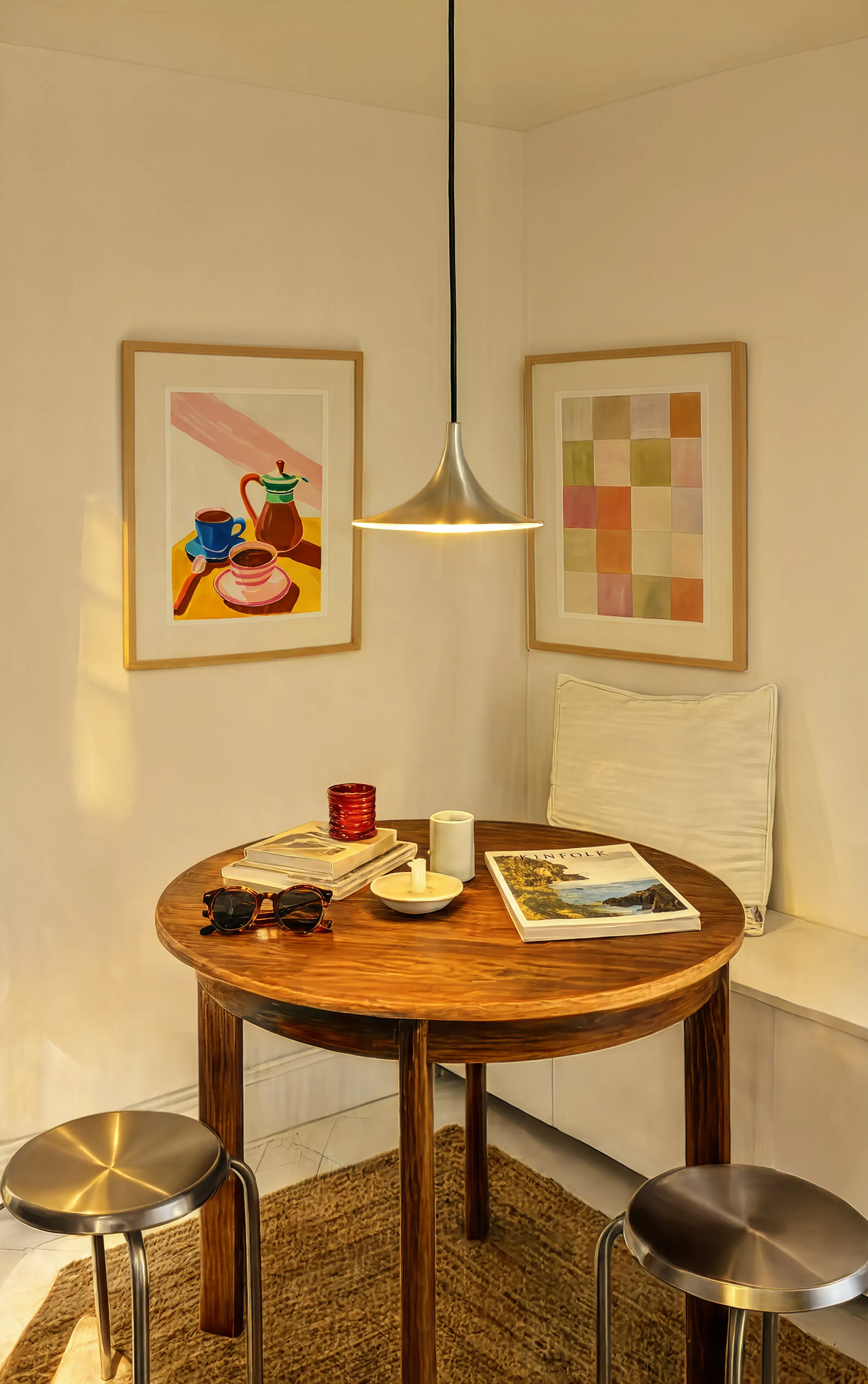 Set of 2 Modern Abstract Art Prints – Coffee Table & Vivid Geometric Squares Gallery Set