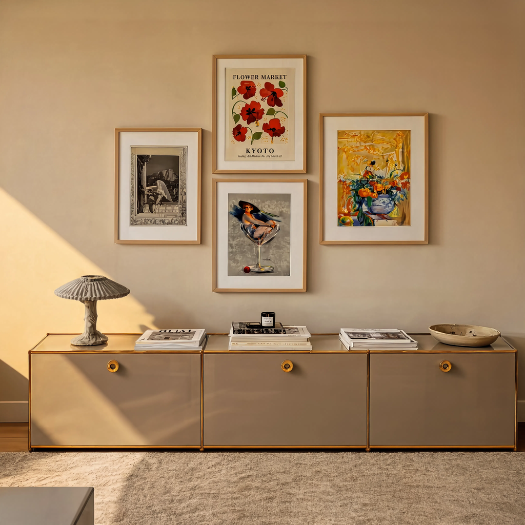 Set of 4 Eclectic Vintage & Fine Art Wall Prints – Flower Market Tokyo, Pierre Bonnard, Fallen Angels & Vintage Circus Gallery Set
