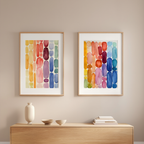 Set of 2 Colourful Watercolor Shapes – Vibrant Abstract Wall Art Prints - Hakyarts