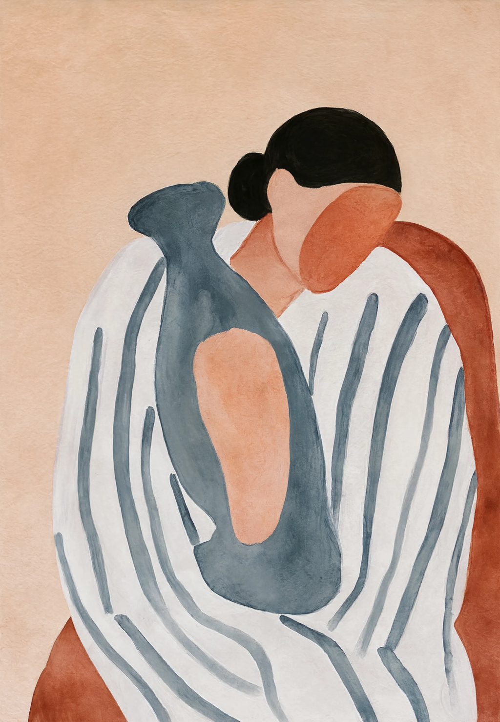 Watercolor Figure with Blooms II | Contemporary Figurative Art Print