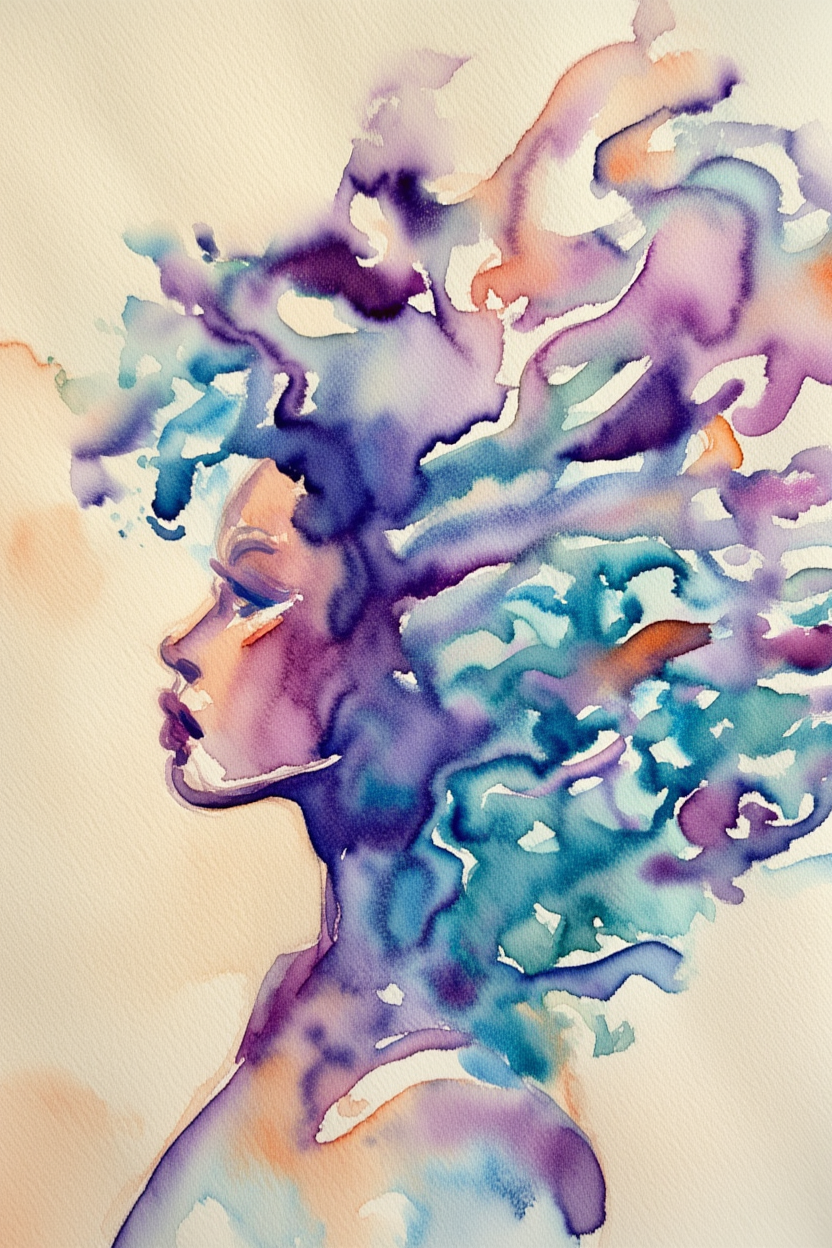 Soft Silhouette – Watercolour Feminine Figurative Art Print - Hakyarts