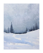 Watercolor Blue Winter Landscape Poster - Hakyarts