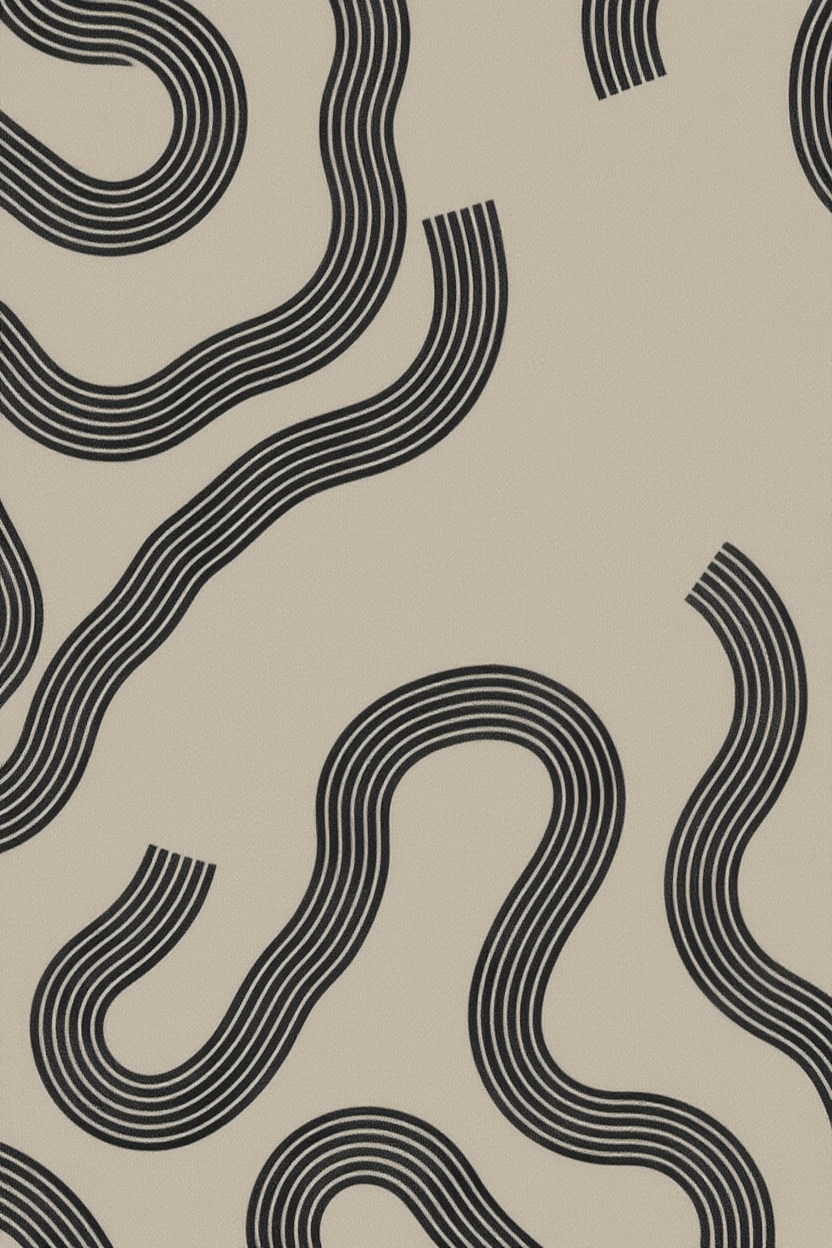 Set of 4 Wavy Line Art Prints – Minimal Abstract Line Wall Decor