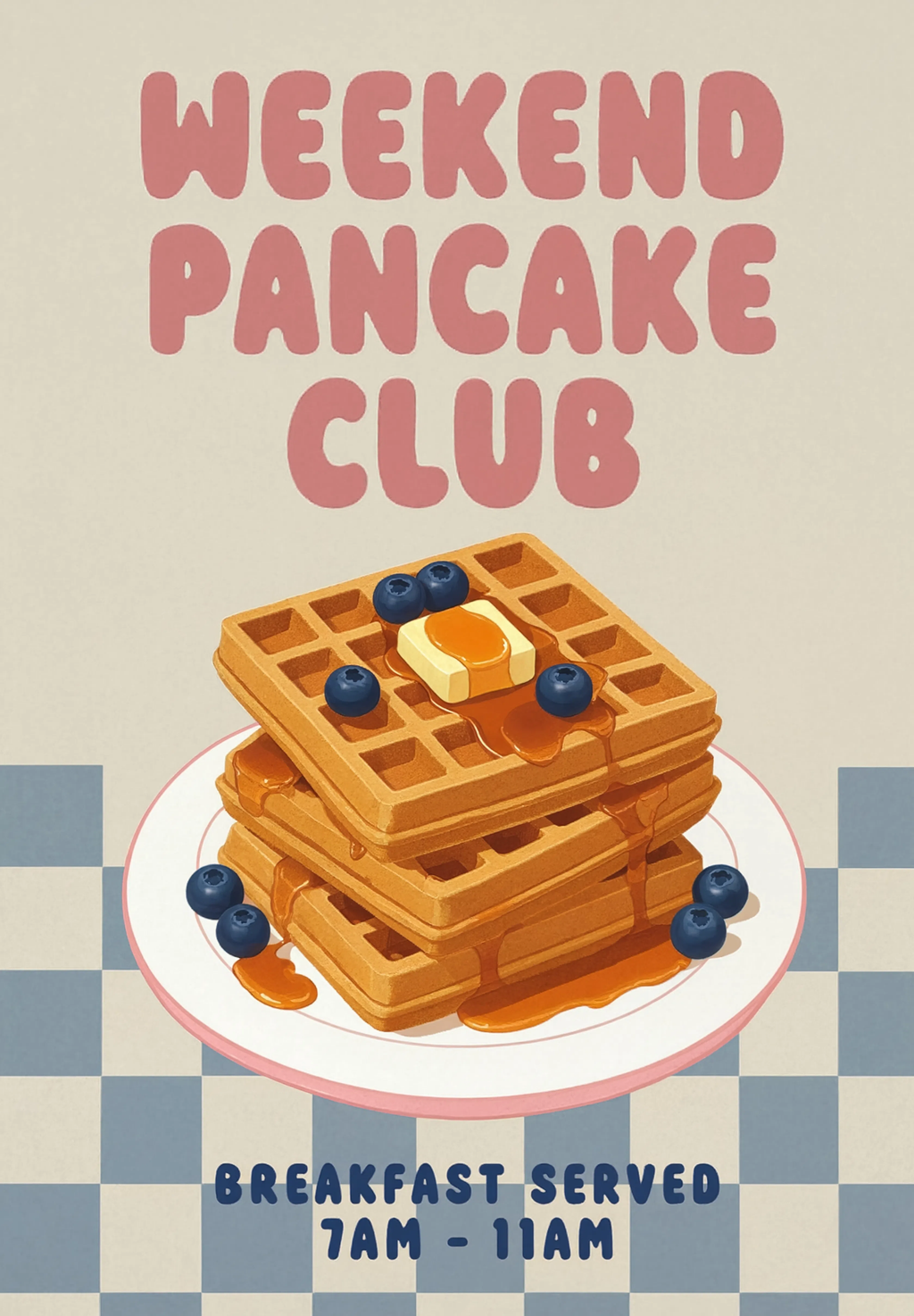 Weekend Waffle Poster | Contemporary Kitchen Wall Art