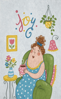 Whimsical Joy Coffee Drinking Folk Art Variation | Contemporary Folk Art Print