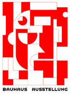 White & Red Bauhaus Exhibition Poster – Modernist Art Print