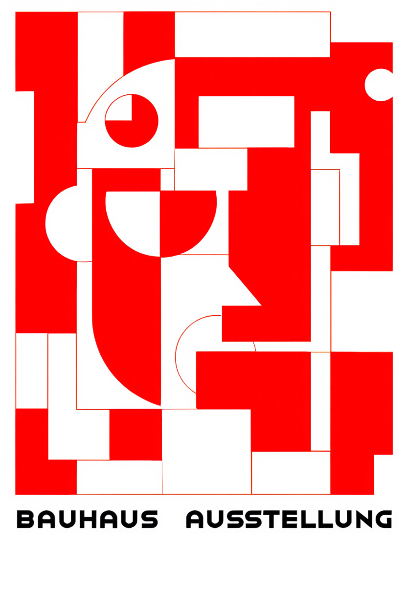 White & Red Bauhaus Exhibition Poster – Modernist Art Print
