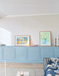 Set of 2 Duck Egg Blue Floral & Ad Parnassum | Contemporary Botanical & Modernist Wall Art