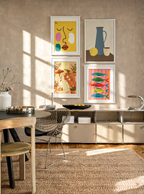 Set of 4 Contemporary Art Prints | Scandinavian, Abstract & Botanical Wall Decor