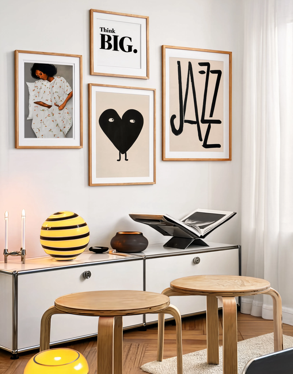 Set of 4 Contemporary Character, Portrait & Typography Art Prints – Modern Gallery Wall Collection