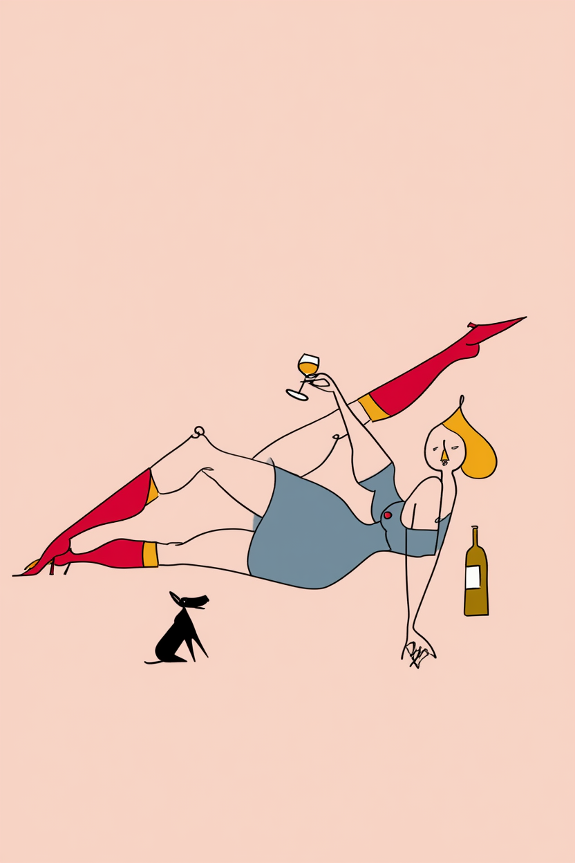 Wine Evening – Illustrated Print of a Relaxed Moment