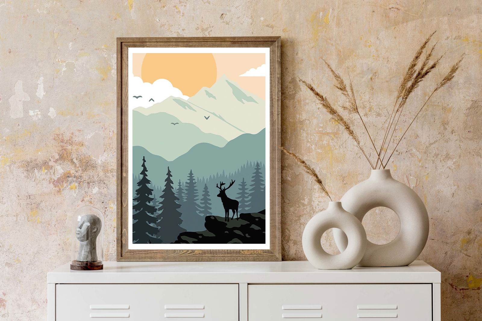 Winter Deer Silhouette Poster - Hakyarts