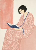 Woman Reading in Rose | Contemporary Portrait Wall Art