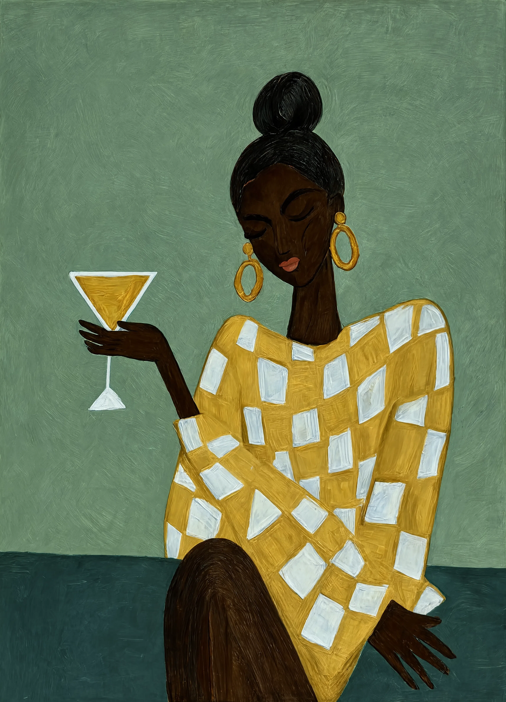 Elegant Woman with Martini Portrait Print