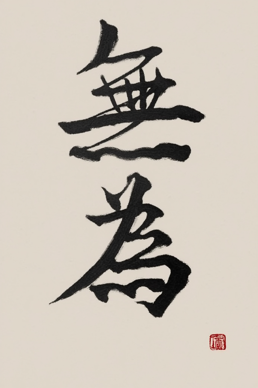 Wu Wei Calligraphy – Minimalist Zen Wall Art Print