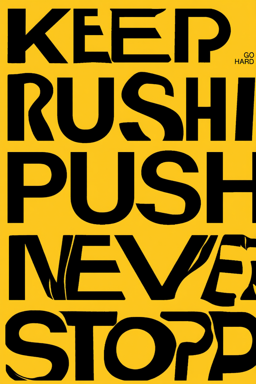 Keep Pushing – Never Stop – Street Style Motivational Poster – Modern Urban Art Print