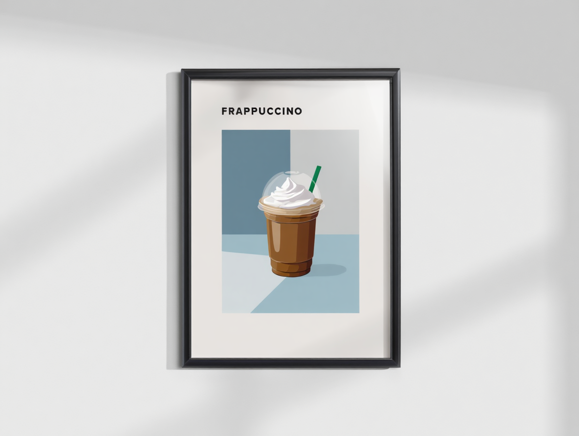 4 Coffee Posters – Affogato, Flat White, Macchiato, Frappuccino & Americano Minimalist Café Wall Art
