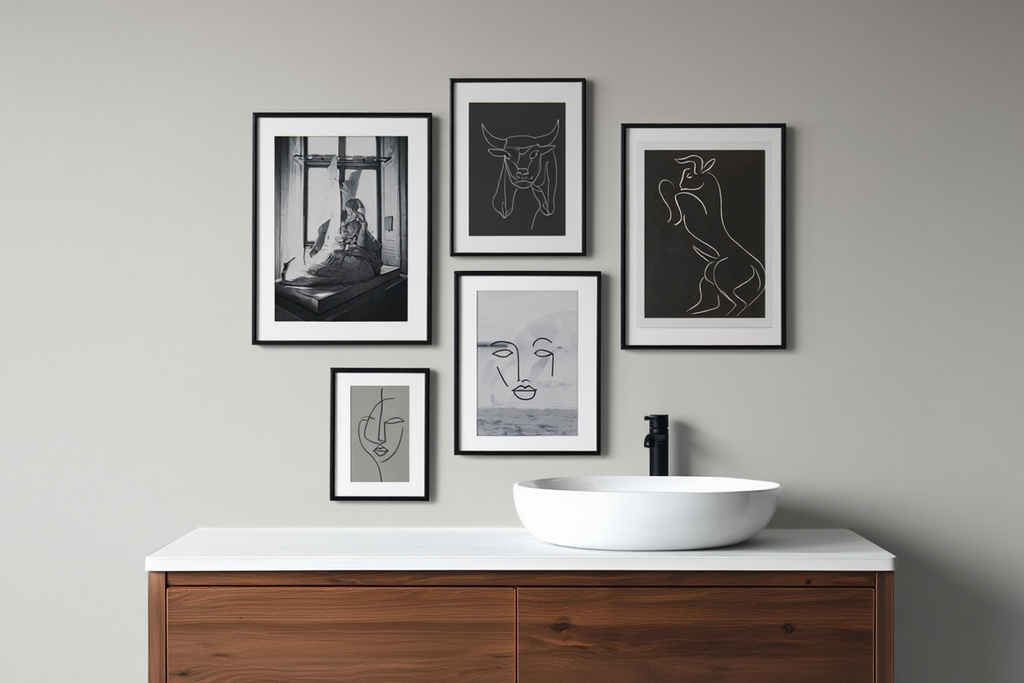 Abstract Lines & Shapes: 5 Black & White Monochrome Prints