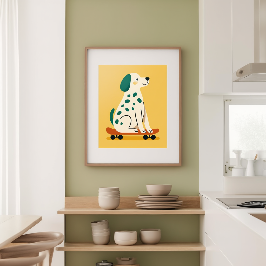 Dog Skating – Minimalist Fun Art Print