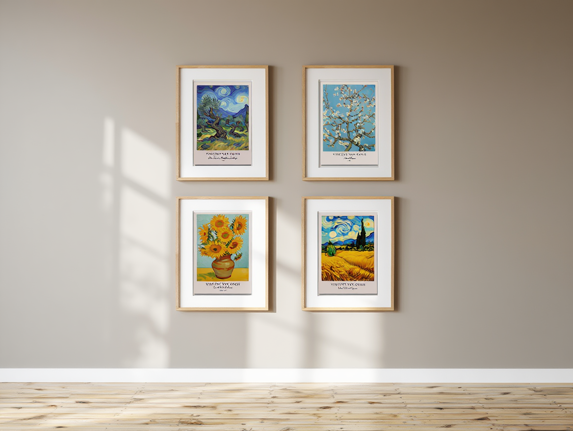 Vincent Van Gogh Wall Art Set – 4 Iconic Prints for Gallery Walls