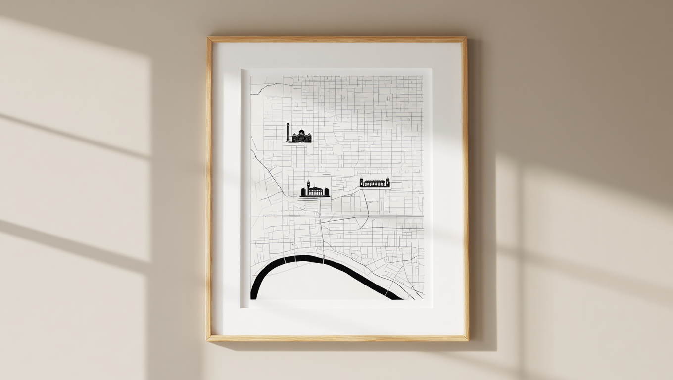 Melbourne City Map Poster – Black and White Minimalist Wall Art Print