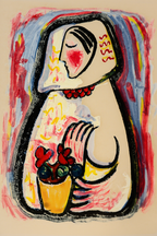 Girl with a Basket of Flowers (1937–1938) by Mikuláš Galanda – Modernist Figurative Art Print - Hakyarts