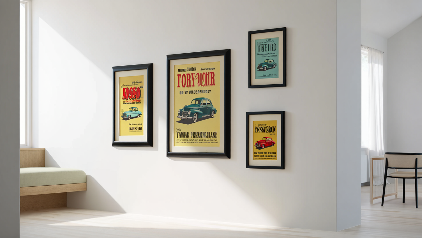 Vintage Wheels Collection – Set of 4 Automotive Art Prints