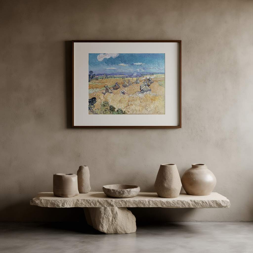 Vincent Van Gogh - Wheat Stacks with Reaper Poster