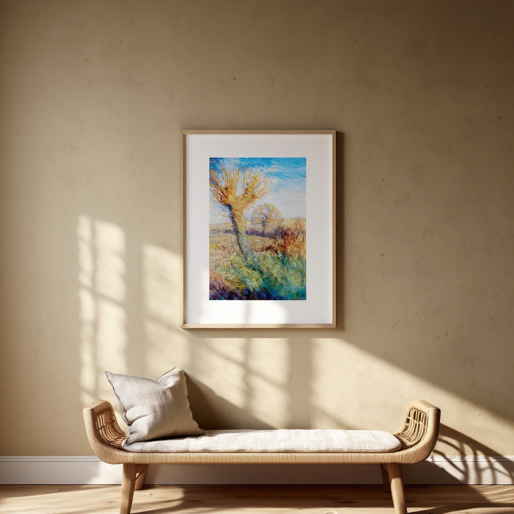 Winter Evening by Sir George Claussen – Vintage European Snow Scene Art Print