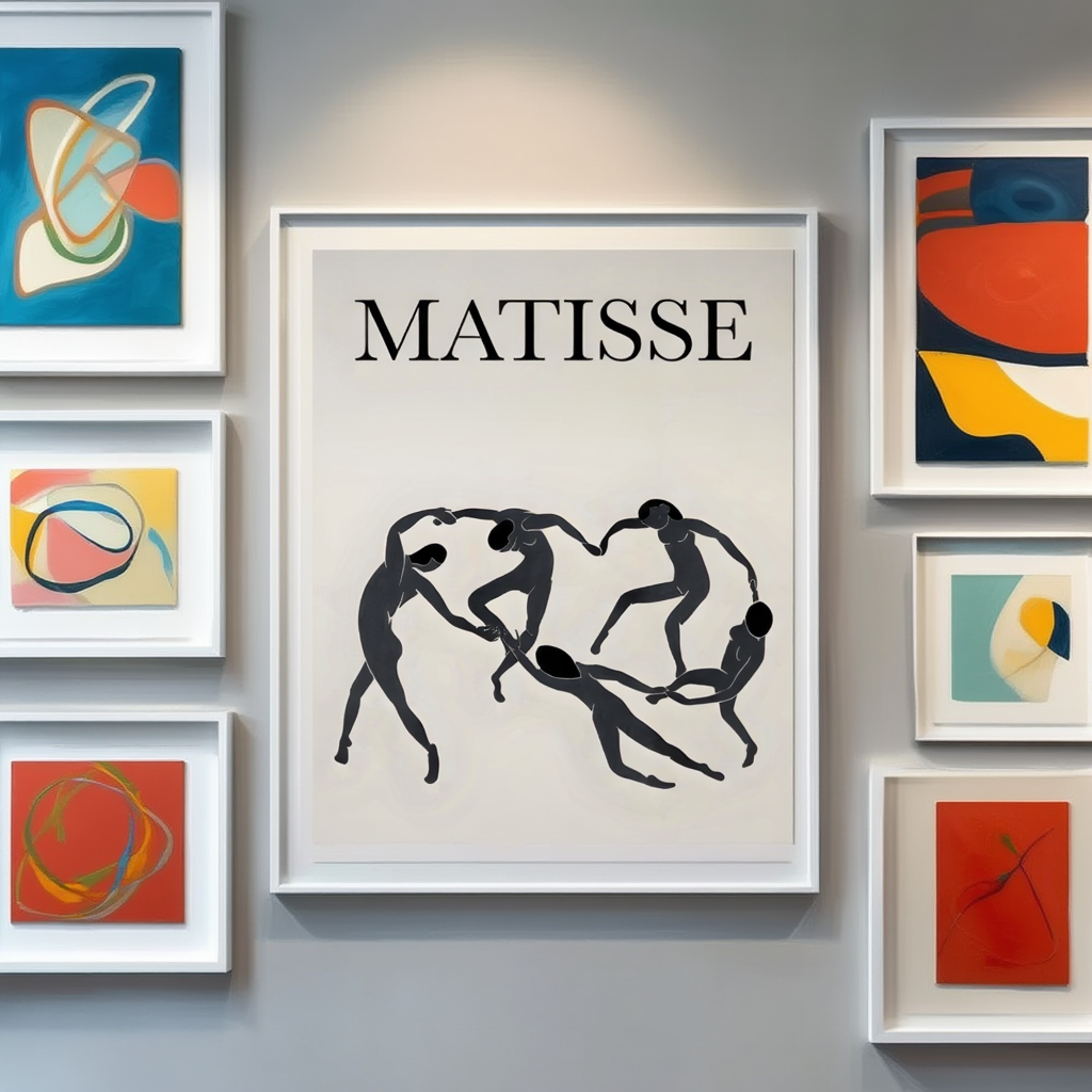 Matisse-inspireret stregkunsttryk med feminine figurer – minimalistisk plakat