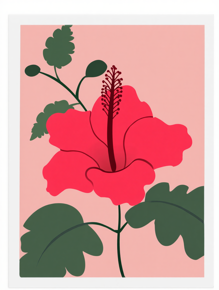 Red Hibiscus – Floral Art Print