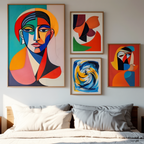 Picasso & Matisse Abstract Collection – Living Room Set of 4 - Hakyarts
