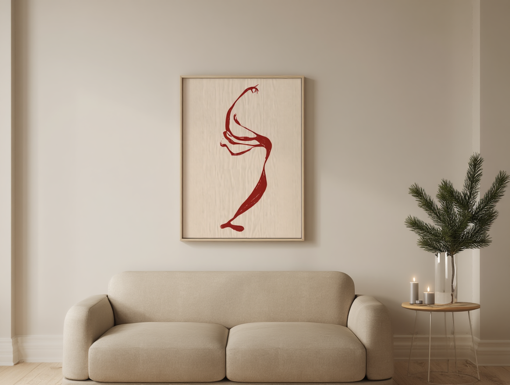 Abstract Line Dancing Figure – Contemporary Print