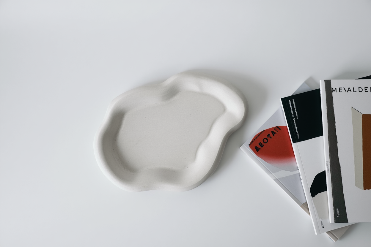 Minimalist Cloud Shaped Plaster Tray – White Cream  Home Decor