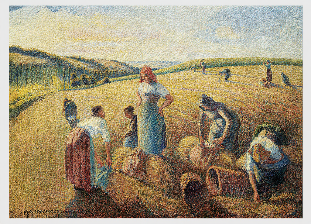 The Gleaners by Camille Pissarro (1889) – Impressionist Rural Landscape Art Print