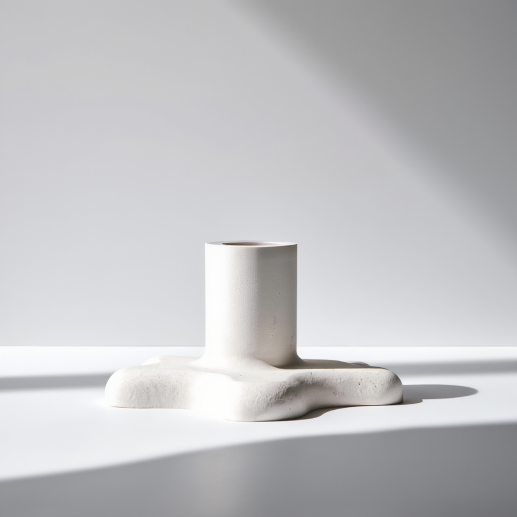 Minimalist Flower Shaped Plaster Candle Holder – White Cream  Home Decor