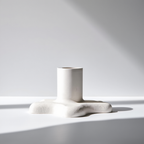 Minimalist Flower Shaped Plaster Candle Holder – White Cream  Home Decor
