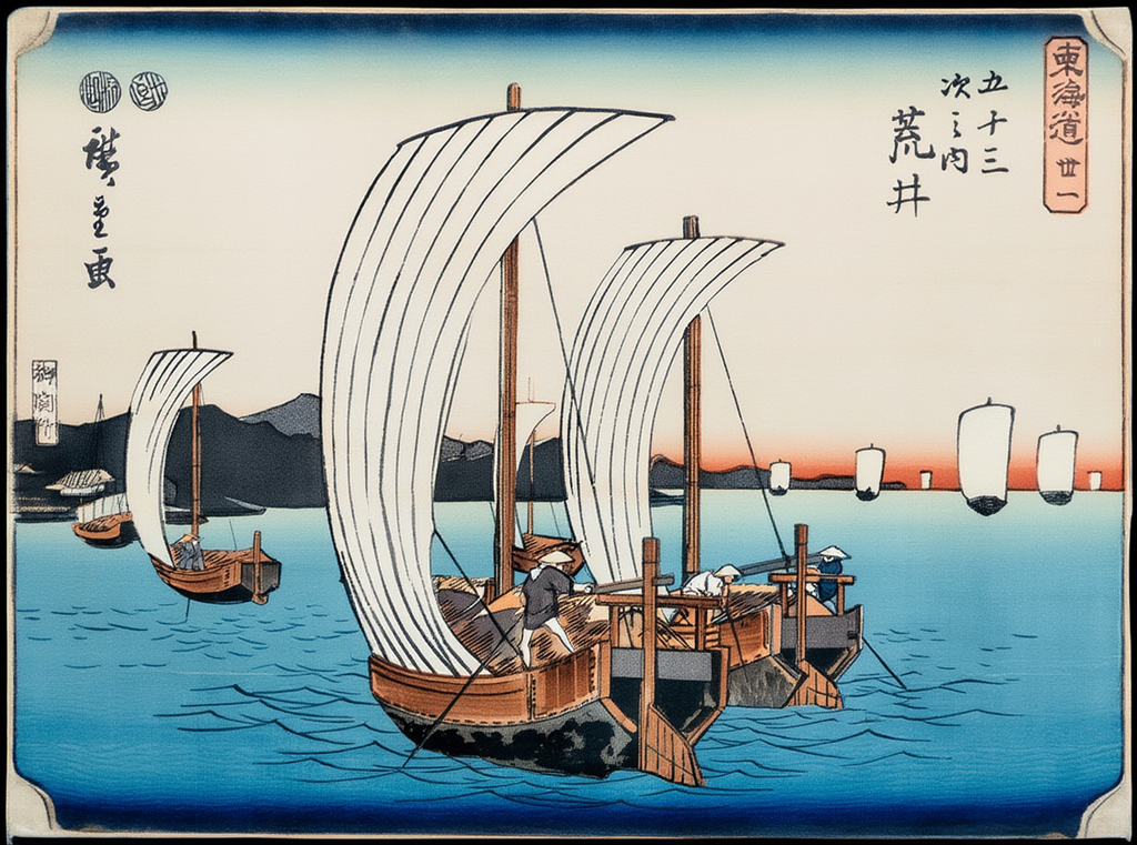 Sail Boats by Utagawa Hiroshige II – Japanese Ukiyo-e Art Print - Hakyarts