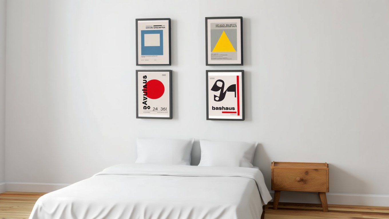 Bauhaus Exhibition – Living Room Set of 4 Modern Art Prints