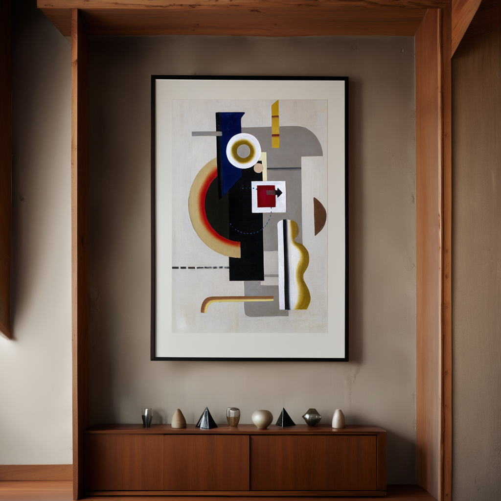 Maschine grau mit Pfeil II (1926) by Willi Baumeister – Modernist Abstract Art Print