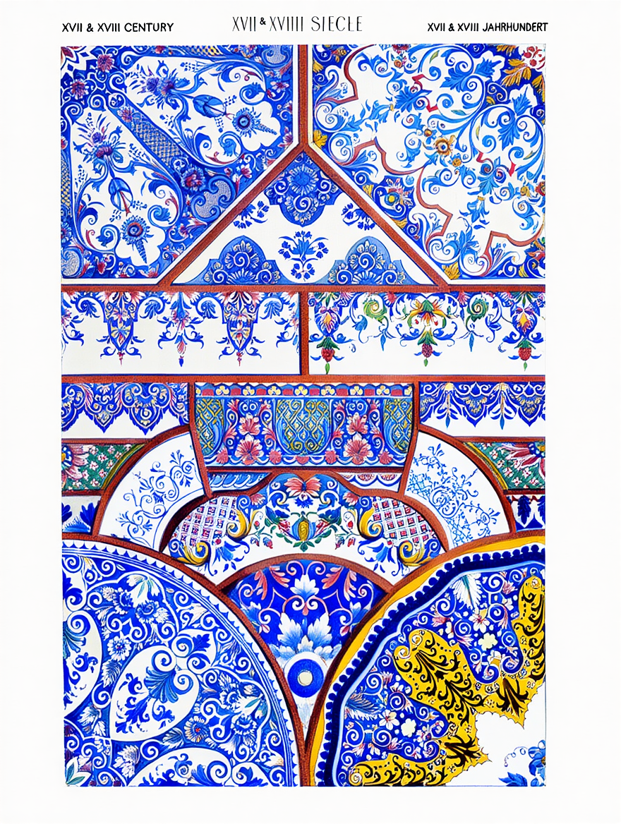 Auguste Racinet – XVII & XVIII Centuries Print – Vintage Historical Art Poster