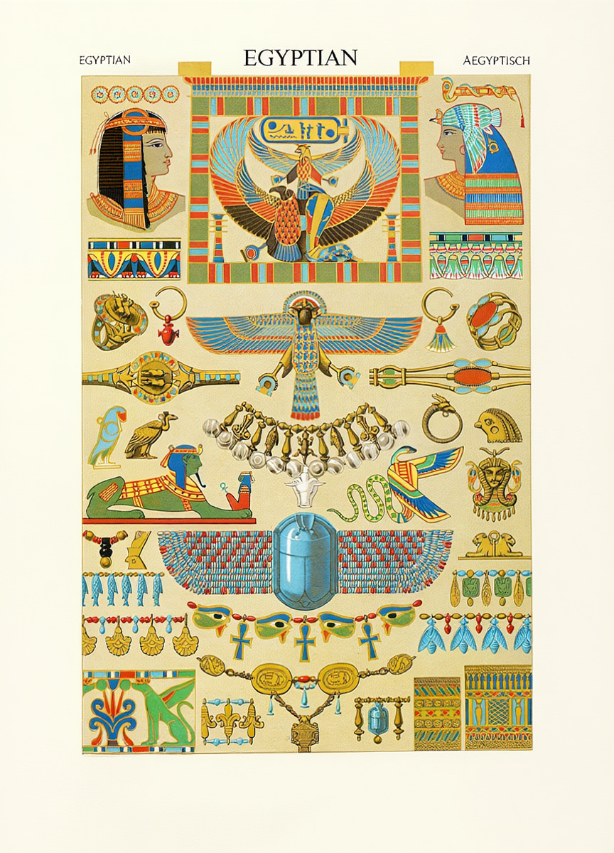 Auguste Racinet – Égyptien II Print – XVI Century Vintage Historical Art Poster