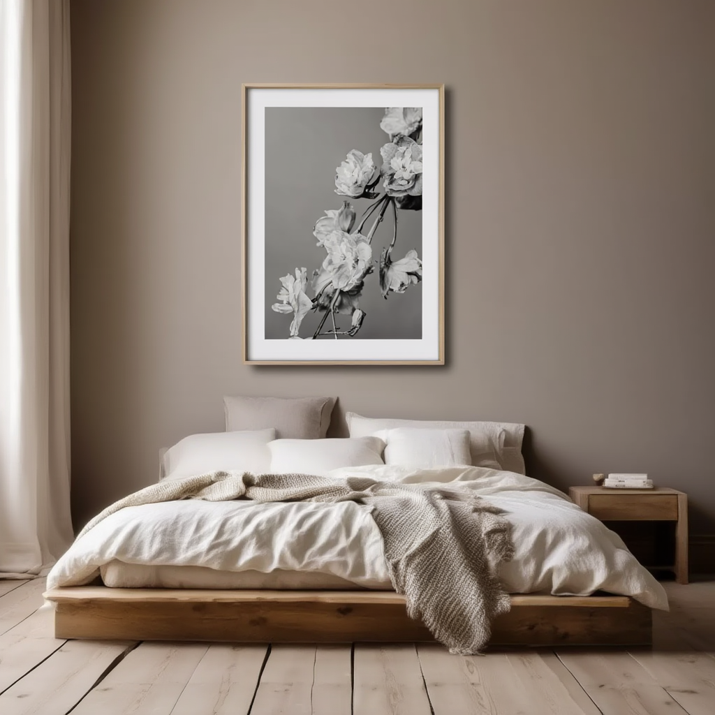 Vintage Black and White Floral Poster - Timeless Botanical Art Print