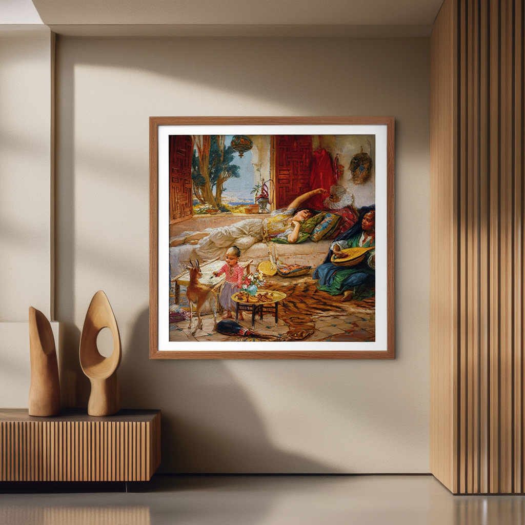 Afternoon Rest, Algiers – Frederick Arthur Bridgman Poster | Orientalist Daily Life & Landscape Art Print