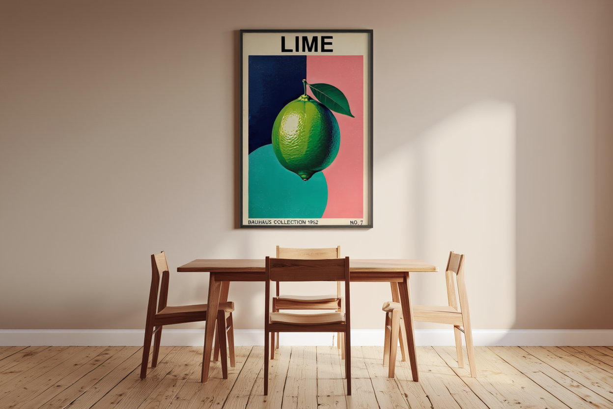 Bauhaus Lime Poster – Modern Geometric Wall Art Print