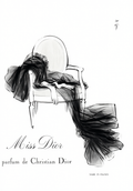 Vintage 'Miss Dior ' Illustration Poster