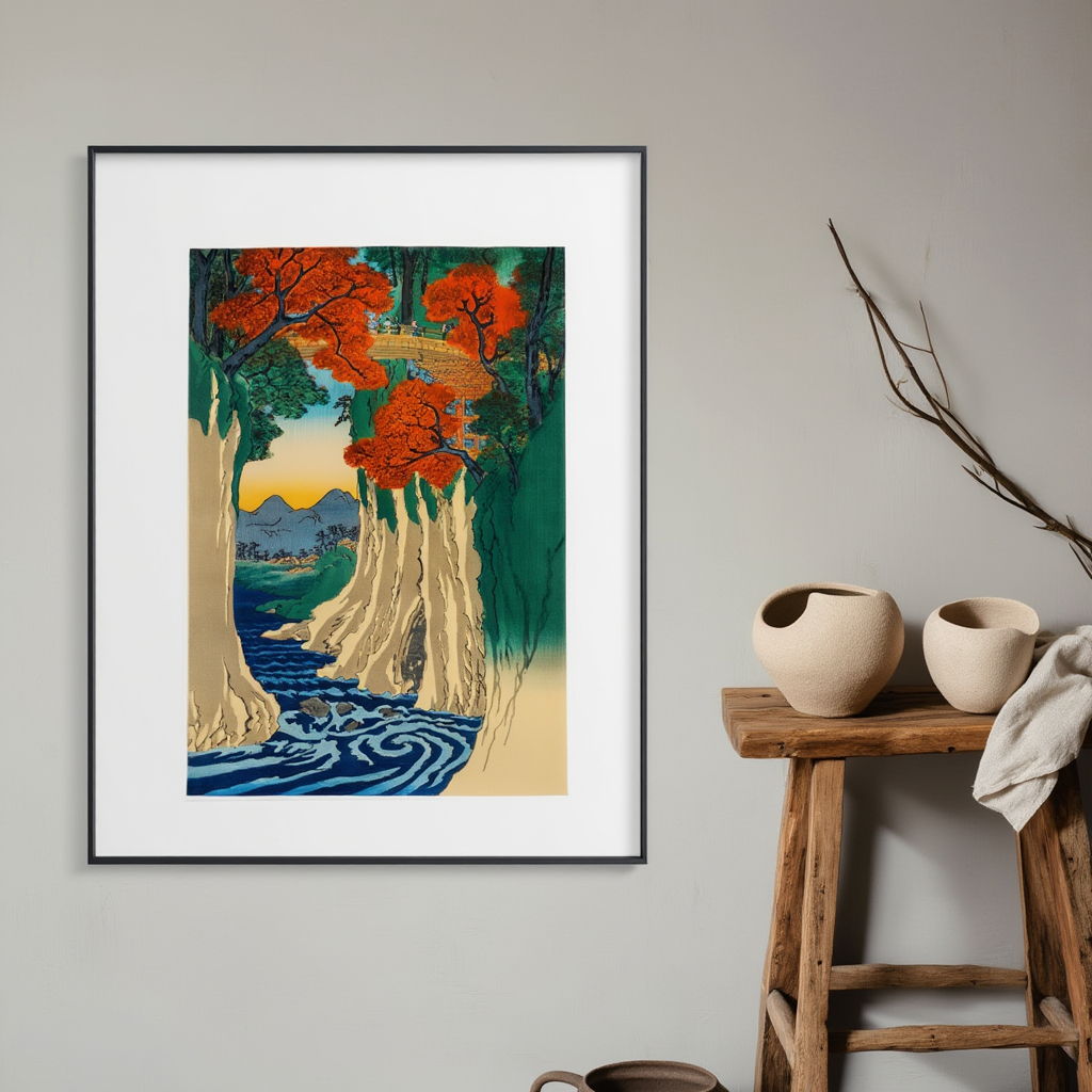 The Monkey Bridge by Utagawa Hiroshige II – Japanese Ukiyo-e Art Print - Hakyarts