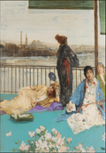 Variations in Flesh Colour and Green – The Balcony – James McNeill Whistler Poster | Tonalist Figurative & Interior Scene Art Print